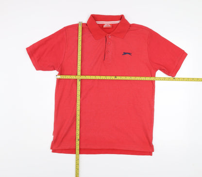 Slazenger Men's Red Regular Fit Polo Shirt Size L Cotton Blend