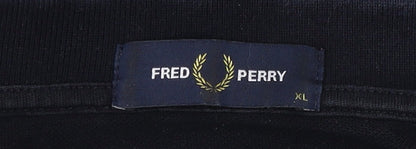 Fred Perry Men's Black XL Slim Fit Cotton Polo Shirt with Yellow Tipped Collar