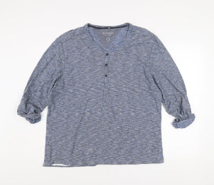 RJR John Rocha Men’s Blue Cotton Henley Long Sleeve Shirt XL
