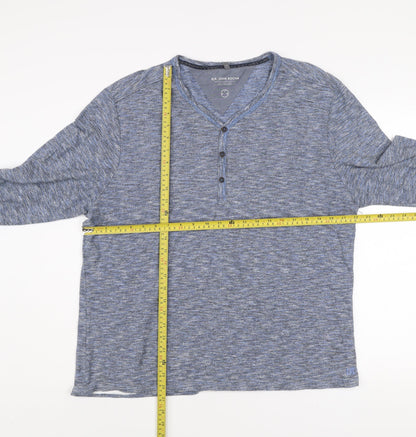 RJR John Rocha Men’s Blue Cotton Henley Long Sleeve Shirt XL