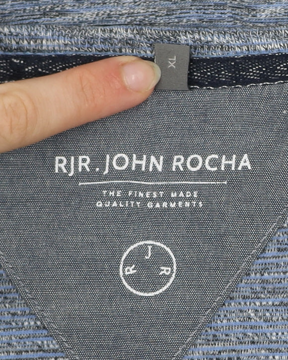 RJR John Rocha Men’s Blue Cotton Henley Long Sleeve Shirt XL