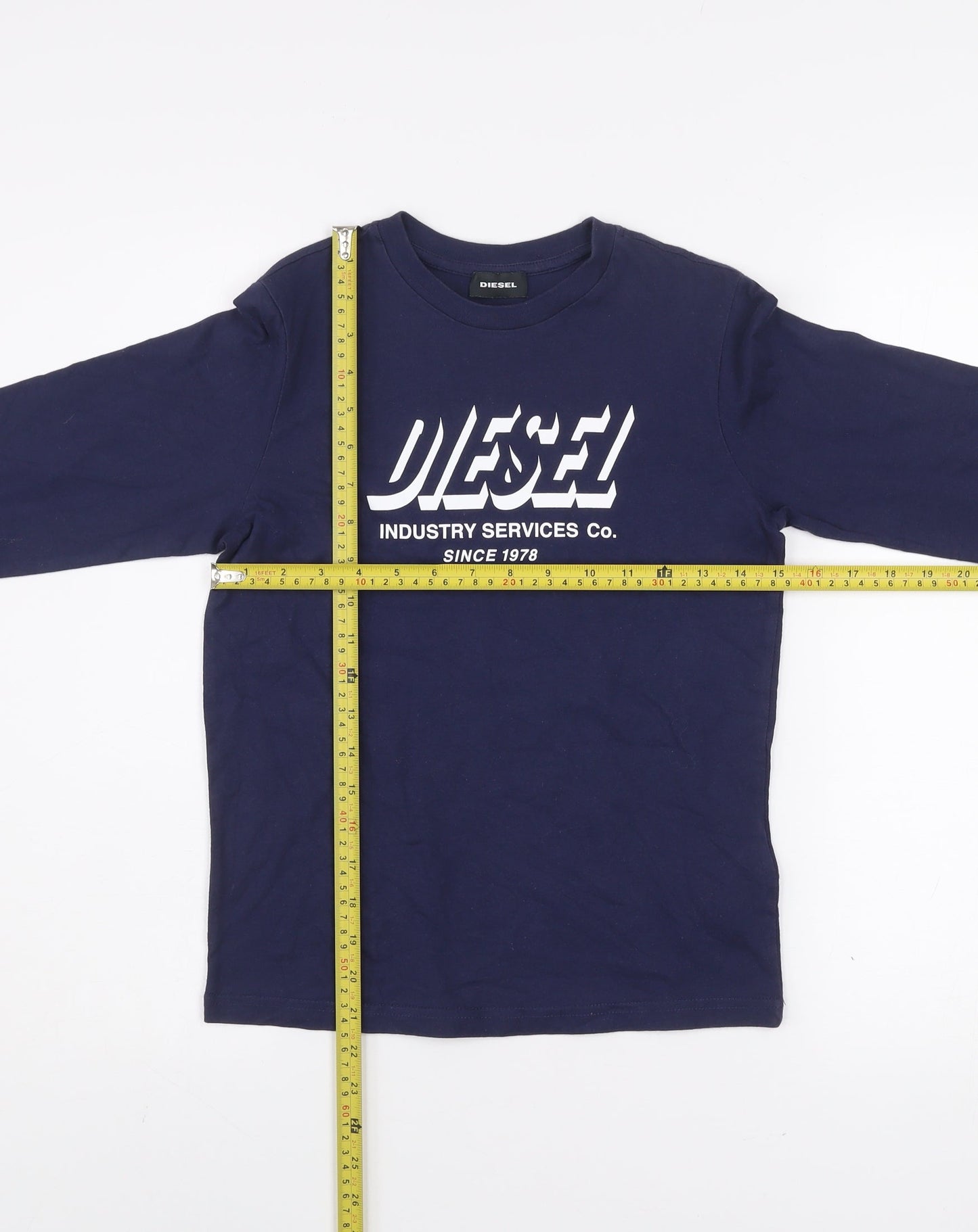 Diesel Boys Navy Blue Long Sleeve Crew Neck Graphic T-Shirt Size 10