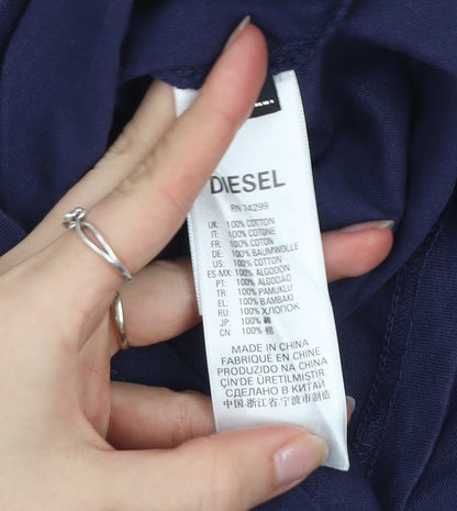 Diesel Boys Navy Blue Long Sleeve Crew Neck Graphic T-Shirt Size 10