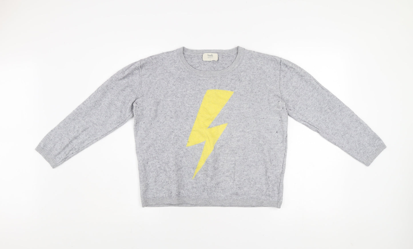 Hush Womens Grey Lightning Bolt Pullover Jumper Size L Wool Blend