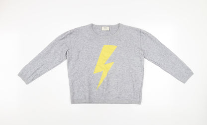 Hush Womens Grey Lightning Bolt Pullover Jumper Size L Wool Blend