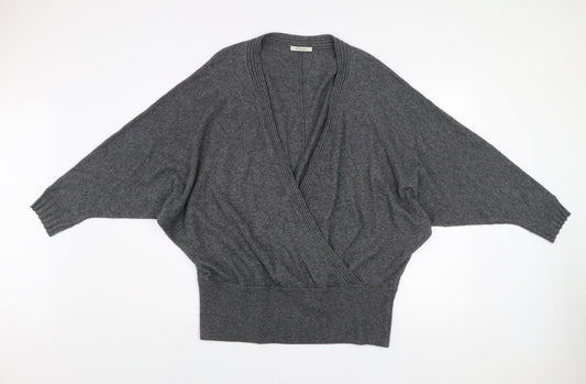 Artigiano Women Grey Size 16 Wrap V-Neck Knit Jumper