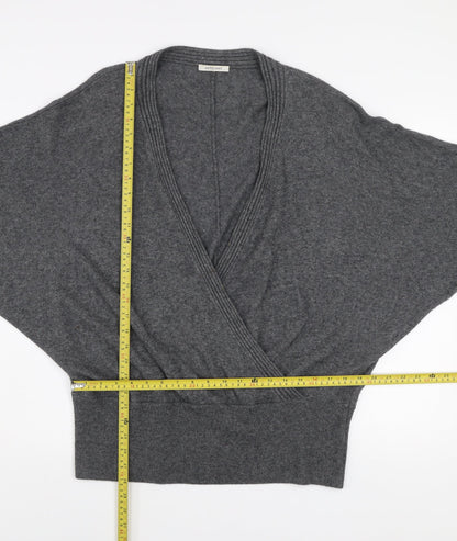 Artigiano Women Grey Size 16 Wrap V-Neck Knit Jumper