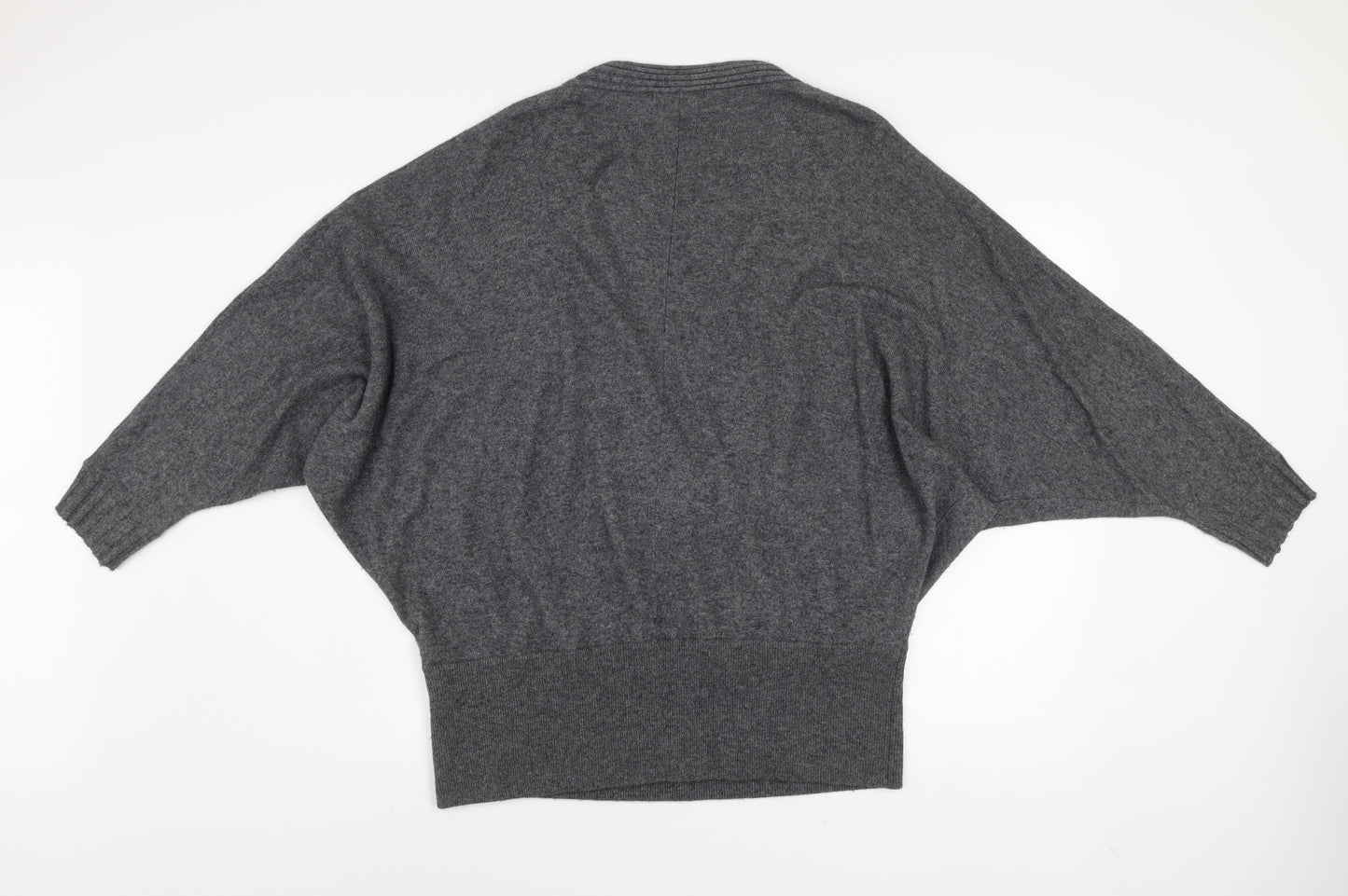 Artigiano Women Grey Size 16 Wrap V-Neck Knit Jumper