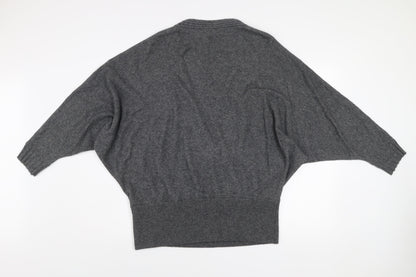 Artigiano Women Grey Size 16 Wrap V-Neck Knit Jumper