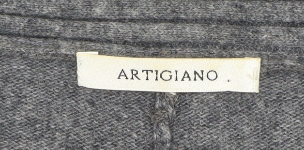 Artigiano Women Grey Size 16 Wrap V-Neck Knit Jumper