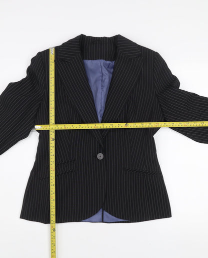 New Look Women's Black Pinstripe Single-Breasted Blazer Size 14