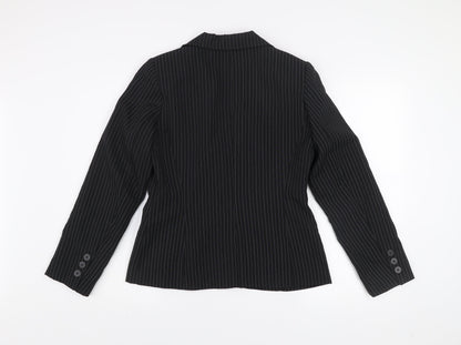 New Look Women's Black Pinstripe Single-Breasted Blazer Size 14