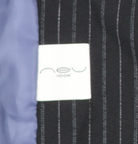 New Look Women's Black Pinstripe Single-Breasted Blazer Size 14