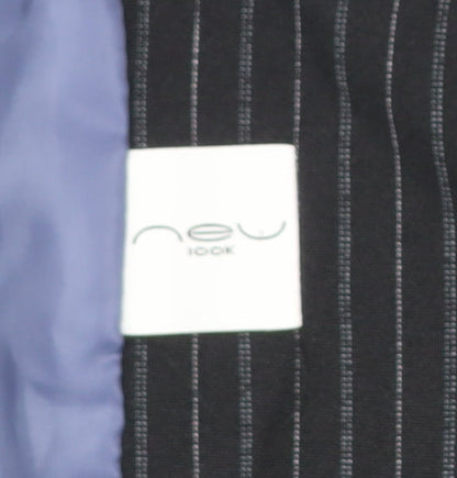 New Look Women's Black Pinstripe Single-Breasted Blazer Size 14