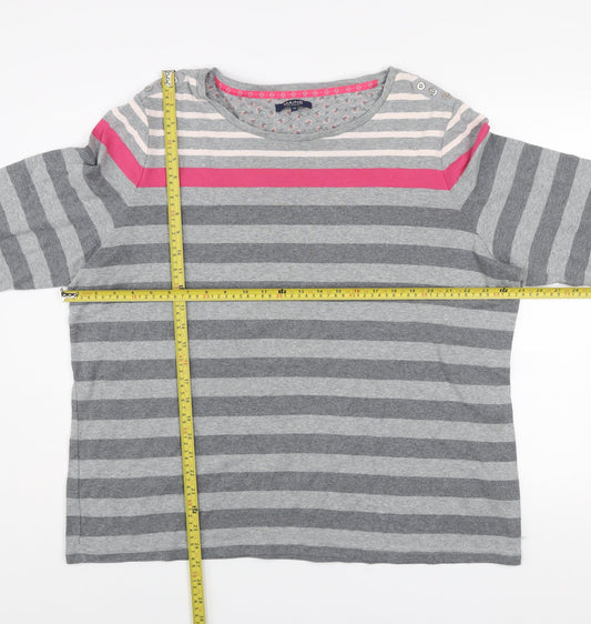 Maine New England Women's Grey Striped Long Sleeve Cotton T-Shirt Size 24