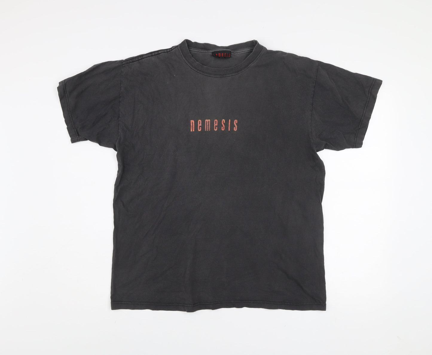 Nemesis Men's Black L Vintage Graphic Crew Neck Cotton T-Shirt