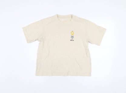 Womens UK Size XS Uniqlo Beige Basic T-Shirt