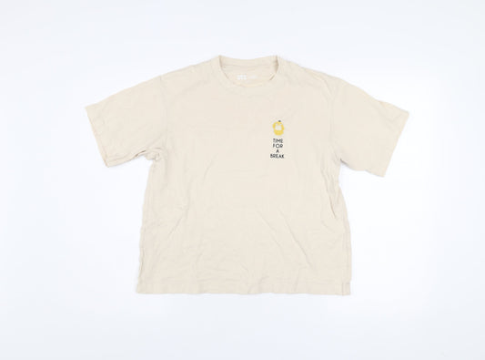Womens UK Size XS Uniqlo Beige Basic T-Shirt
