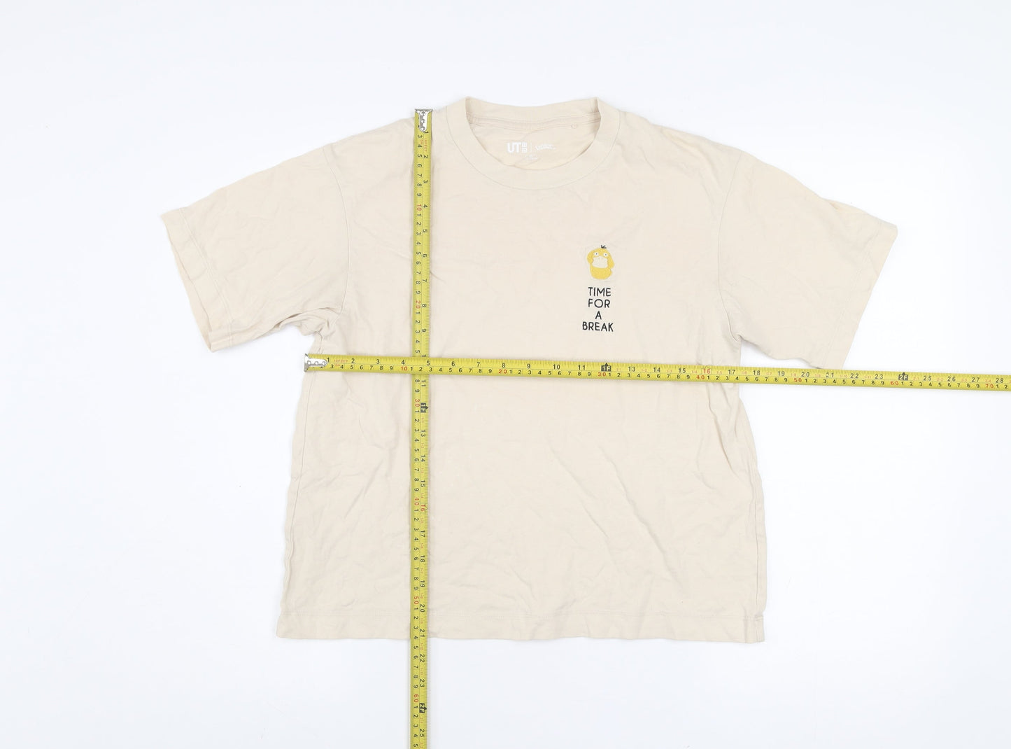 Womens UK Size XS Uniqlo Beige Basic T-Shirt