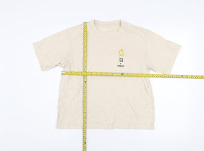 Womens UK Size XS Uniqlo Beige Basic T-Shirt