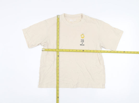 Womens UK Size XS Uniqlo Beige Basic T-Shirt