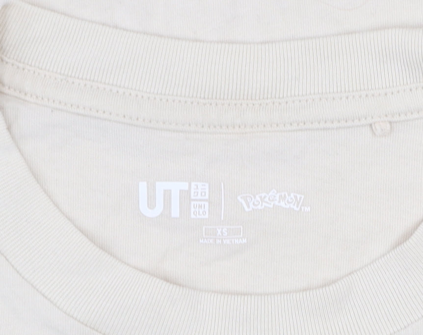 Womens UK Size XS Uniqlo Beige Basic T-Shirt