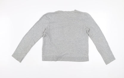 Whistles Women Grey Bow Pullover Jumper UK 14 Cotton Blend Long Sleeve