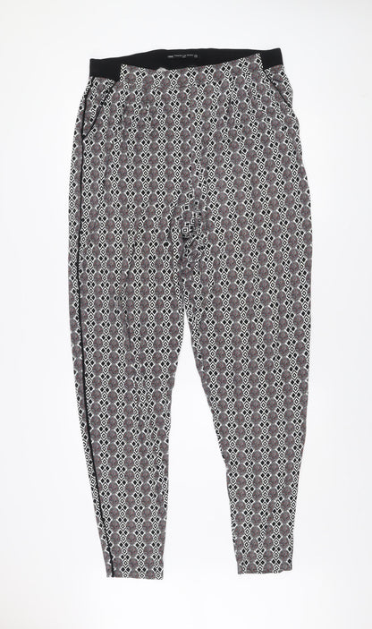 Next Women’s Multicoloured Geometric Tapered Jersey Trousers Size 16
