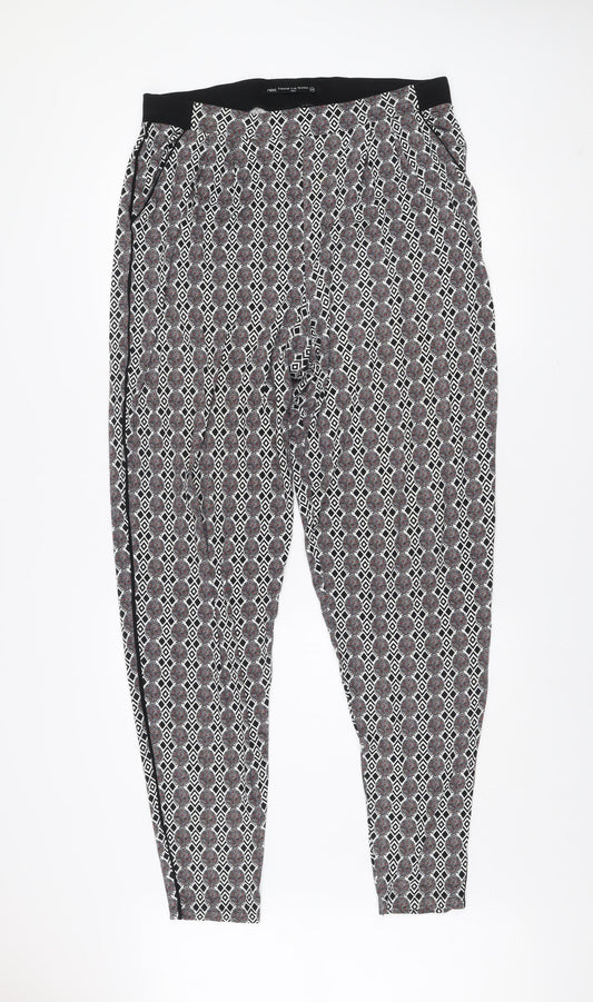 Next Women’s Multicoloured Geometric Tapered Jersey Trousers Size 16