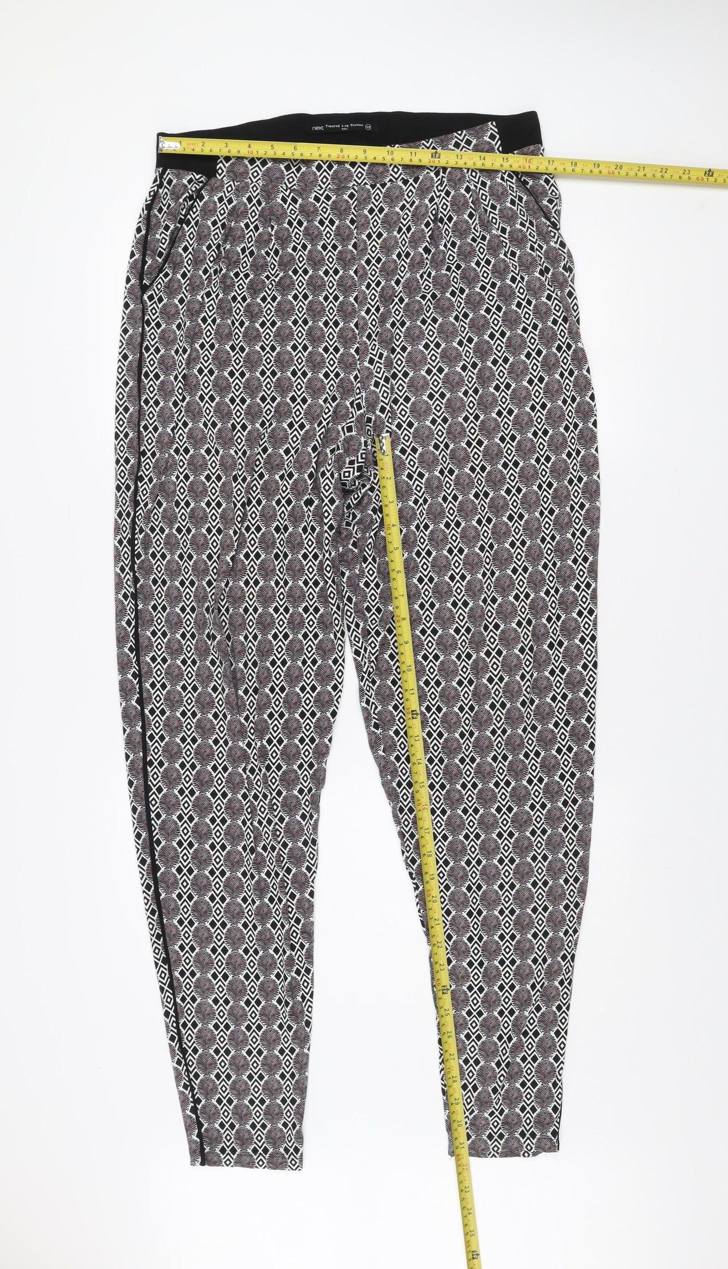 Next Women’s Multicoloured Geometric Tapered Jersey Trousers Size 16