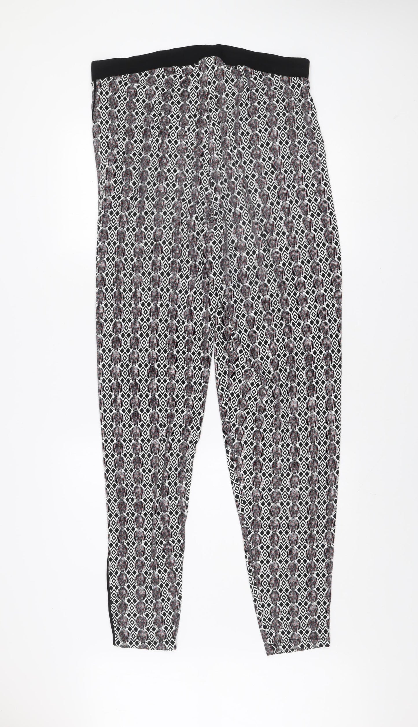 Next Women’s Multicoloured Geometric Tapered Jersey Trousers Size 16