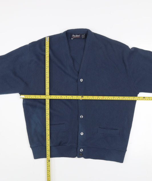 Par Four Sportswear Men's Blue XL Acrylic Button Cardigan