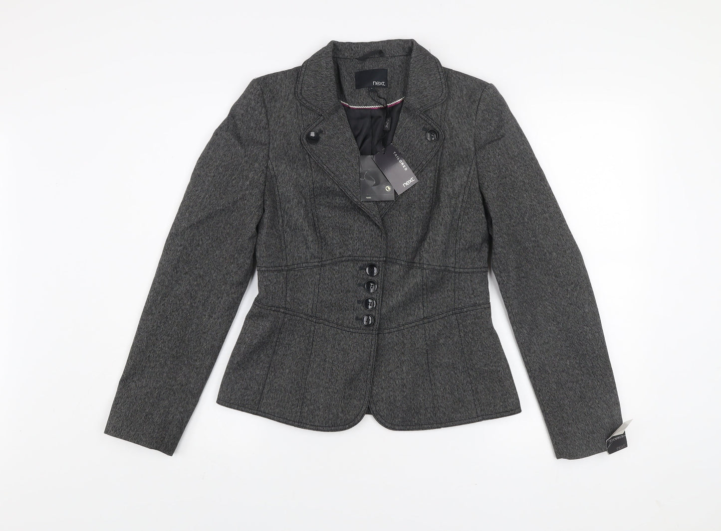 Next Women's Grey Tailored Suit Jacket Blazer Size 8 Wool Blend