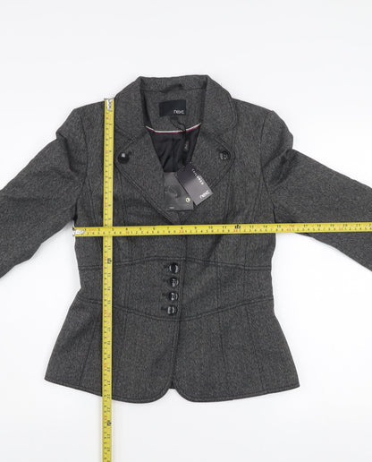Next Women's Grey Tailored Suit Jacket Blazer Size 8 Wool Blend