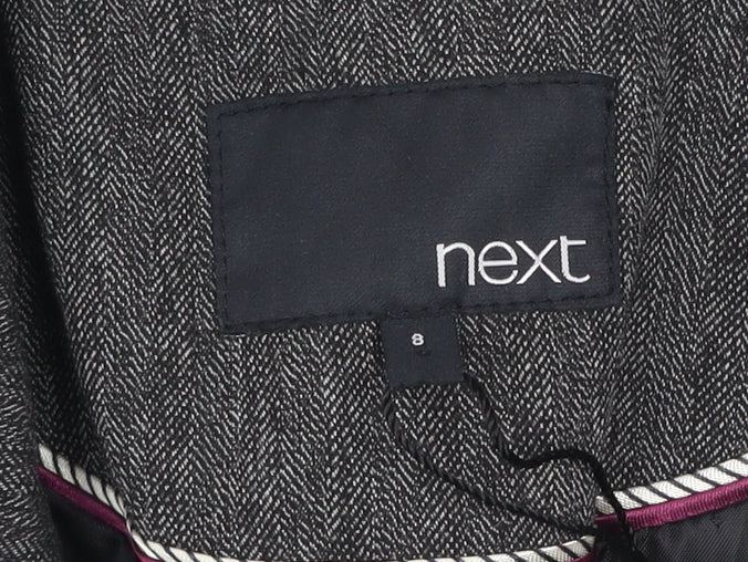 Next Women's Grey Tailored Suit Jacket Blazer Size 8 Wool Blend