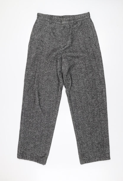 ZARA Men Grey Tweed Straight Leg Trousers Size 30 Regular