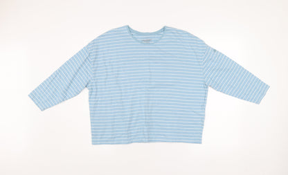Craghoppers Women Blue Striped Long Sleeve Cotton T-Shirt UK 12
