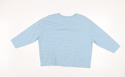 Craghoppers Women Blue Striped Long Sleeve Cotton T-Shirt UK 12