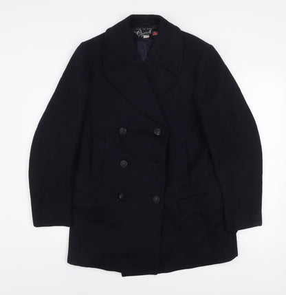 Gloverall Men's Black Wool Pea Coat Size 38 Classic Mid-Length