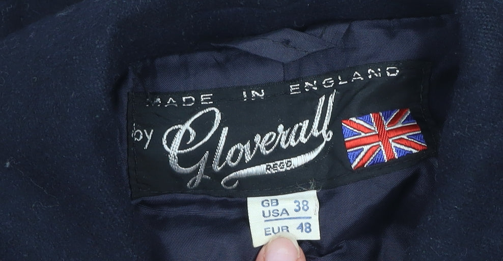 Gloverall Men's Black Wool Pea Coat Size 38 Classic Mid-Length