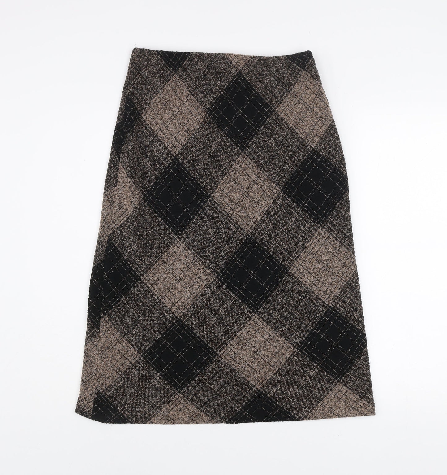 Bassini Womens Brown Check Midi Stretch Pencil Skirt Size 12
