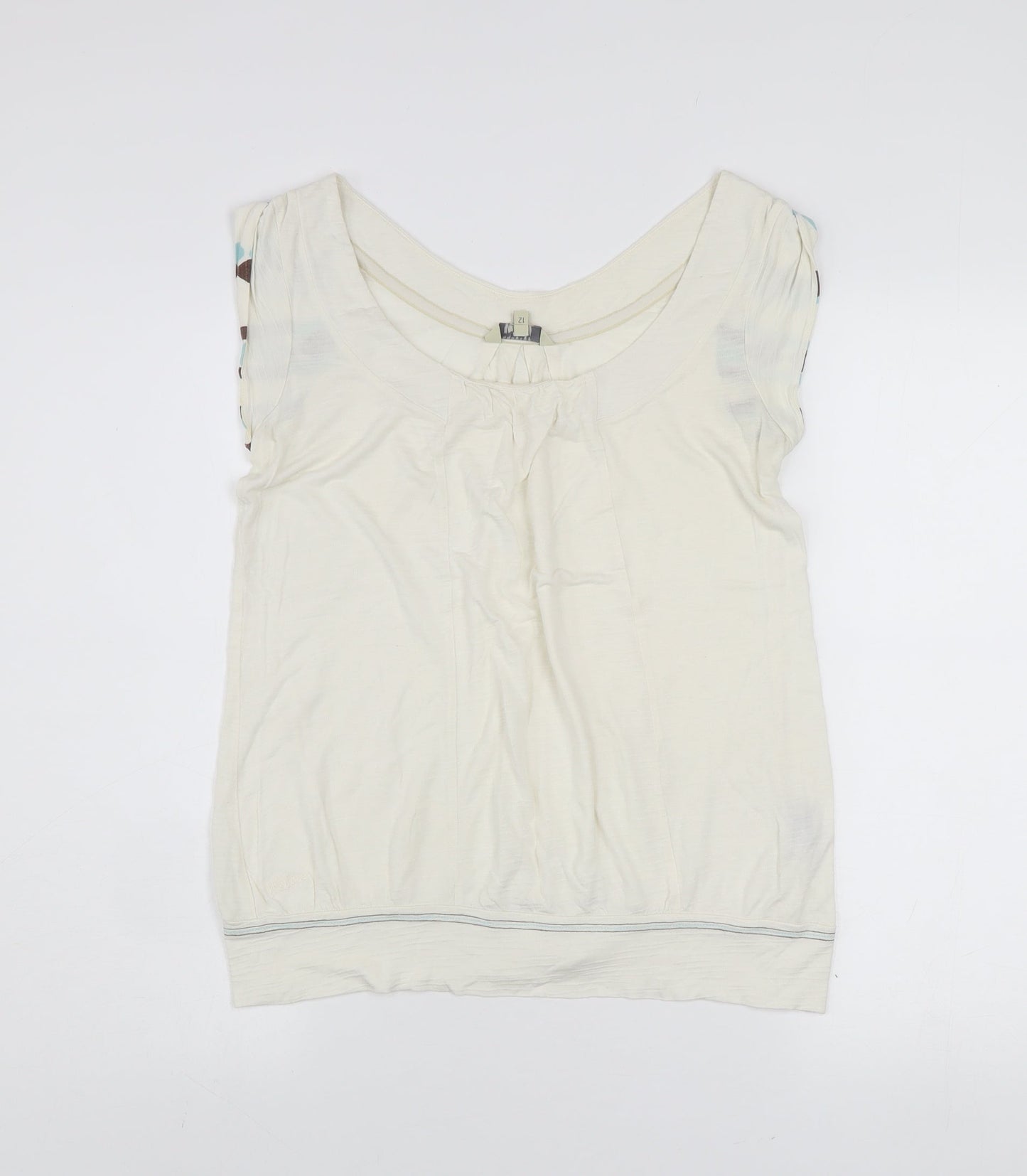 Fat Face Women’s Ivory Sleeveless Scoop Neck Blouse Size 12