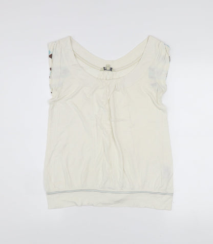 Fat Face Women’s Ivory Sleeveless Scoop Neck Blouse Size 12