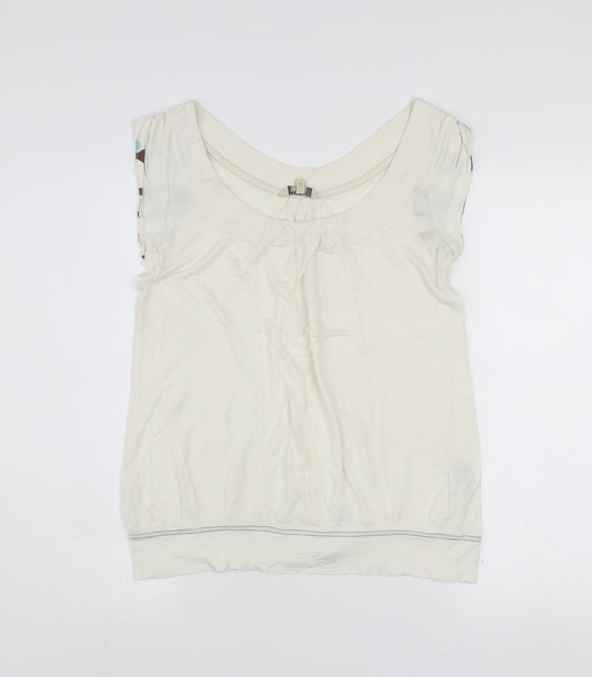 Fat Face Women’s Ivory Sleeveless Scoop Neck Blouse Size 12