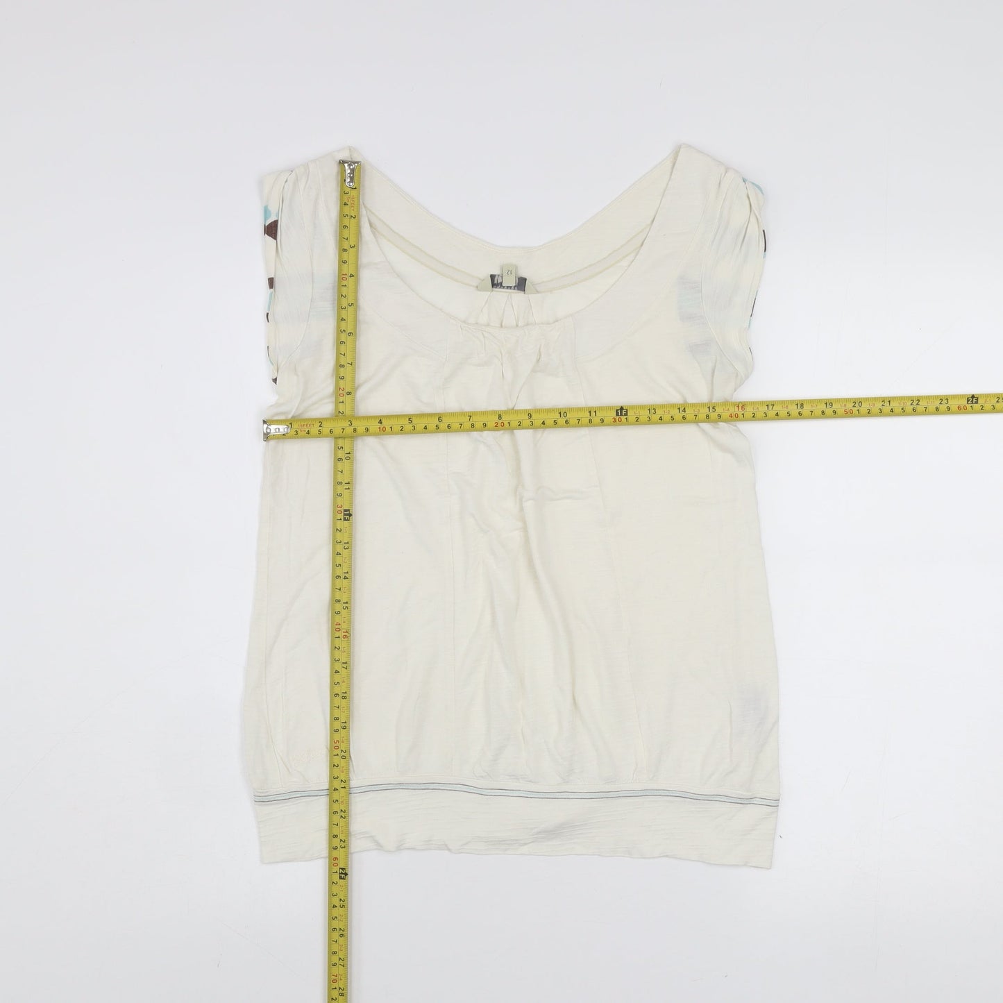 Fat Face Women’s Ivory Sleeveless Scoop Neck Blouse Size 12