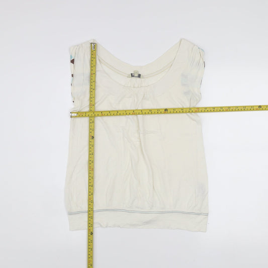 Fat Face Women’s Ivory Sleeveless Scoop Neck Blouse Size 12