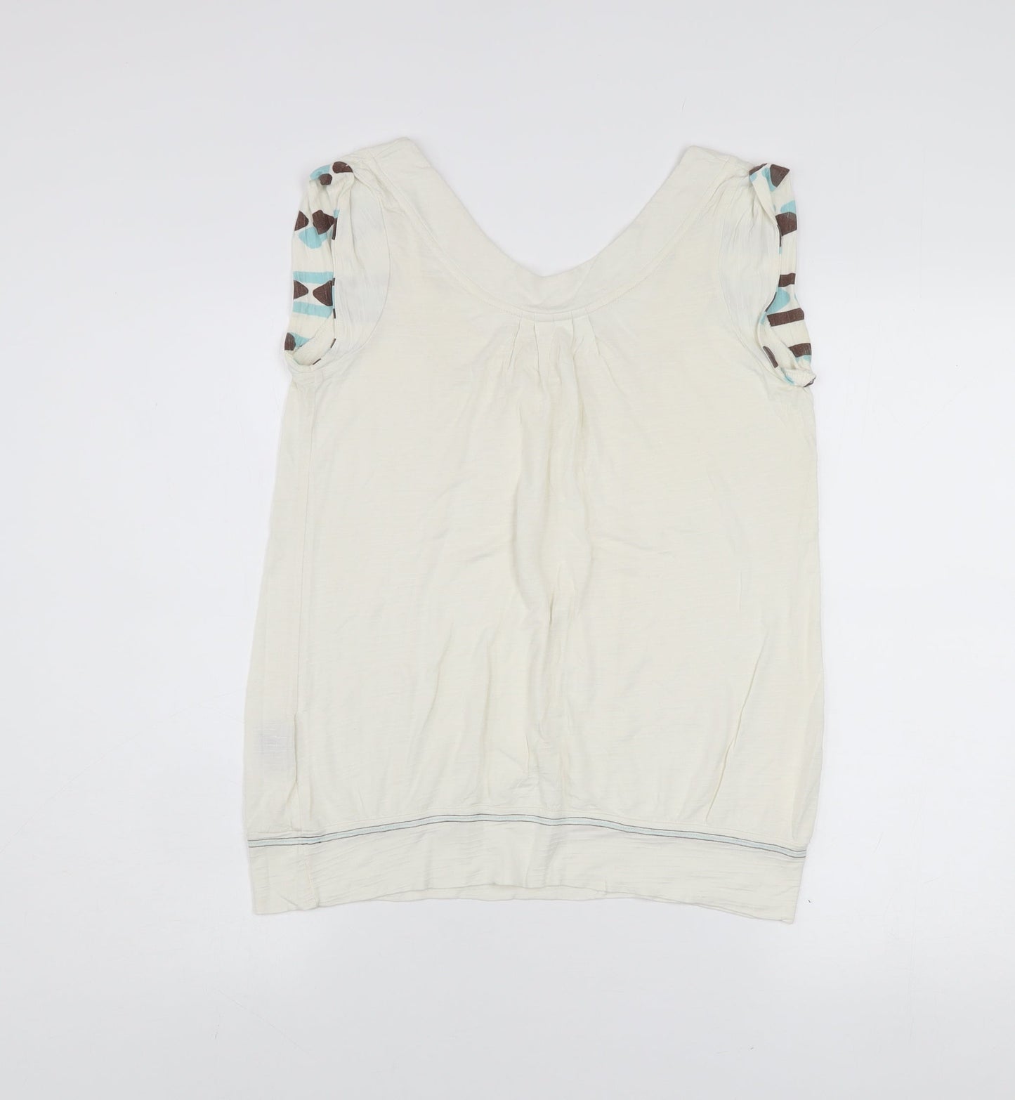 Fat Face Women’s Ivory Sleeveless Scoop Neck Blouse Size 12