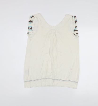 Fat Face Women’s Ivory Sleeveless Scoop Neck Blouse Size 12