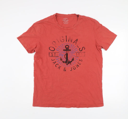 Jack & Jones Men’s Red Nautical Graphic Print T-Shirt XL