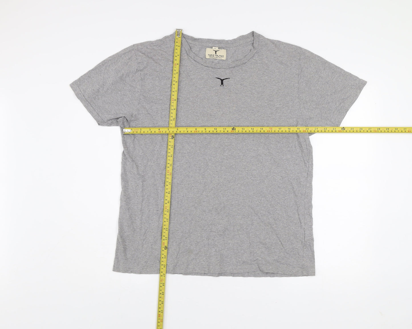 Tom's Trunks Men's Grey Organic Cotton Crew Neck T-Shirt Size L